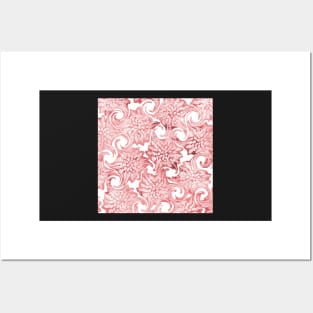 Pink Floral Fancy Swirls Posters and Art